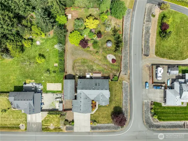 Aerial view directly over the property.
