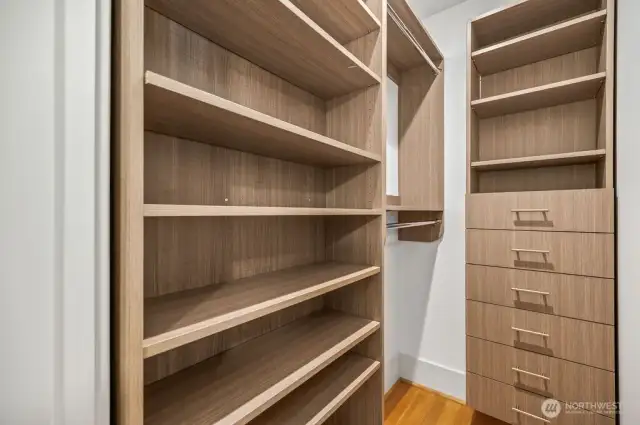 Both Bedrooms have spacious walk-in closets with custom built-ins