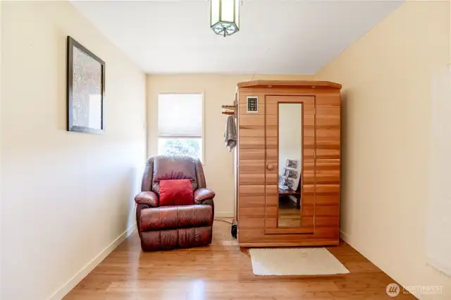 Custom sauna room, complete with Infared Sauna!