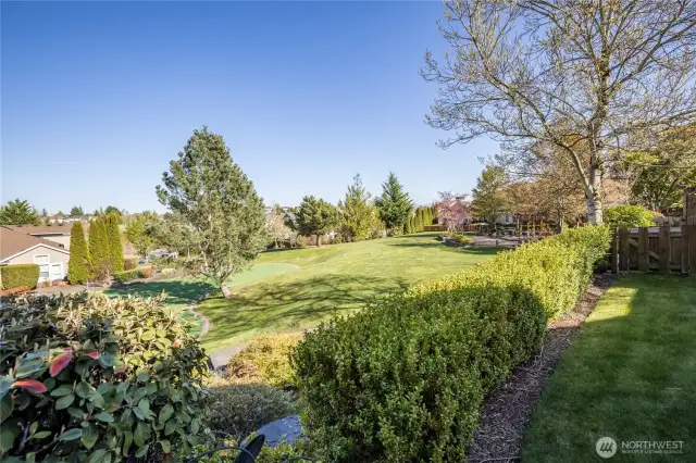 Enjoy the tranquil view of Siena's greenbelt and putting green from your own yard!