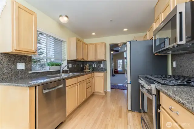 Plenty of storage space here, and a brand new refrigerator!