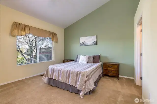 Primary suite with vaulted ceiling