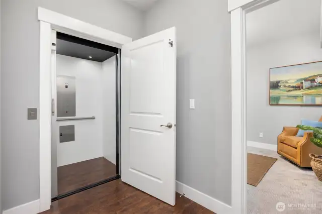 A convenient elevator serves every level of the home.  (see Bonus/Flex room to the right.)