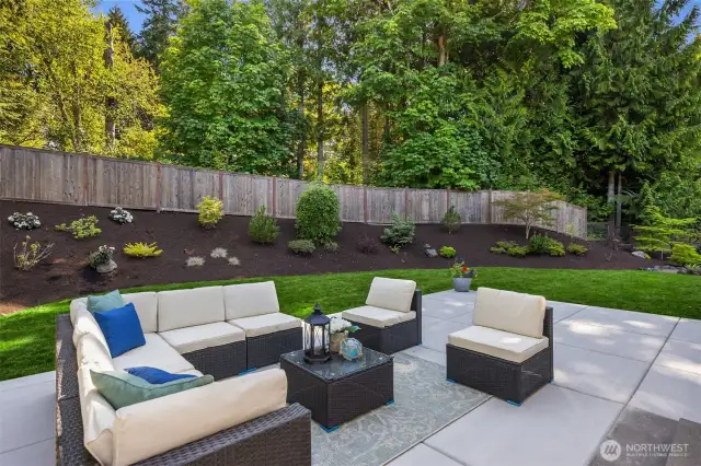 Such a tranquil setting to entertain, read or rest.  The gardens have recently been mulched and the patio is new.