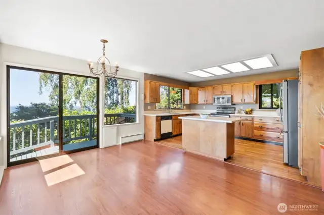 Kitchen and slider to view deck