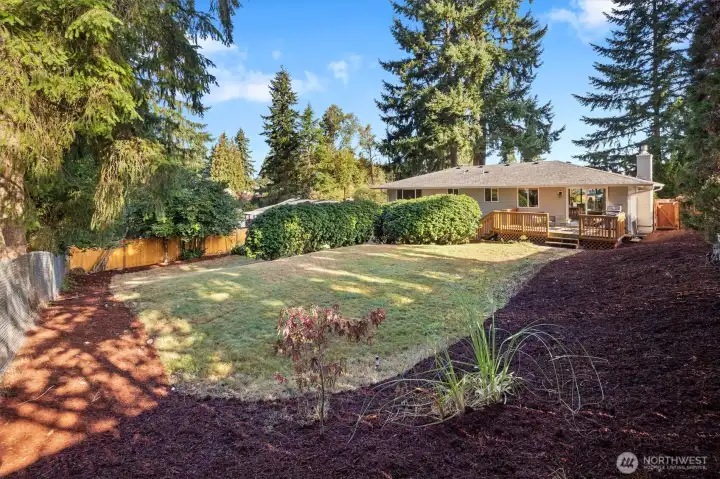 Spacious fully fenced back yard.