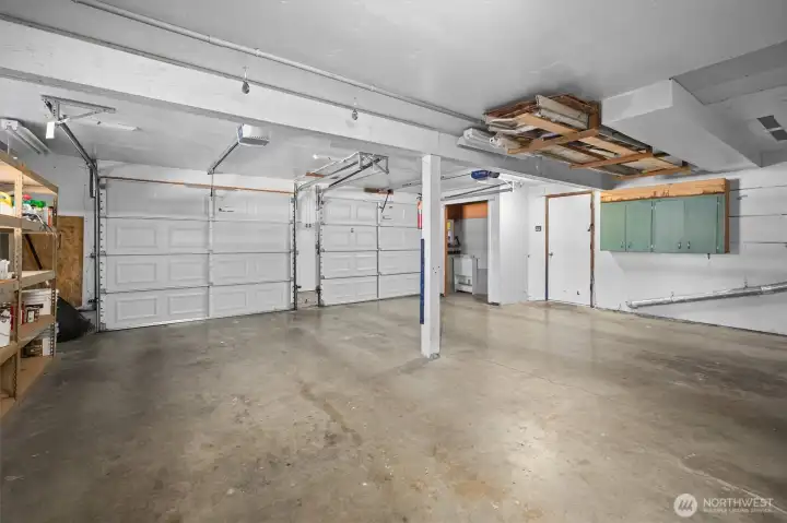 Oversized garage w/ tankless water heater.