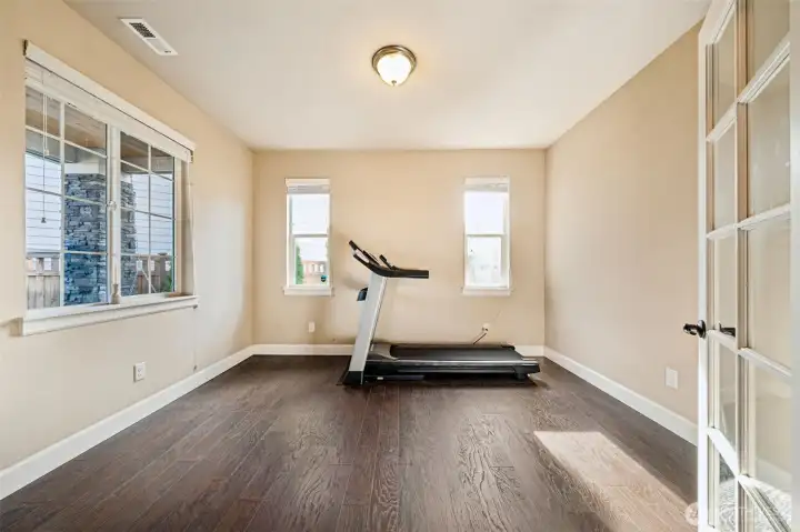 Main floor office with french doors