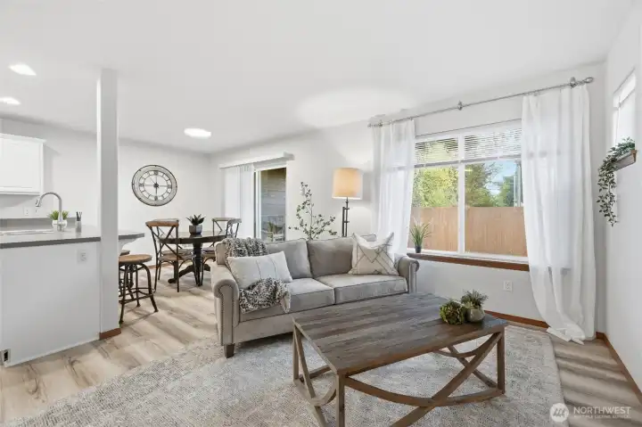 Enjoy the beauty of natural light in your living room, kitchen, and dining room.