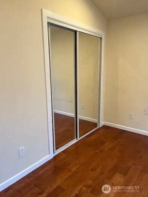 The closet area for the bedroom