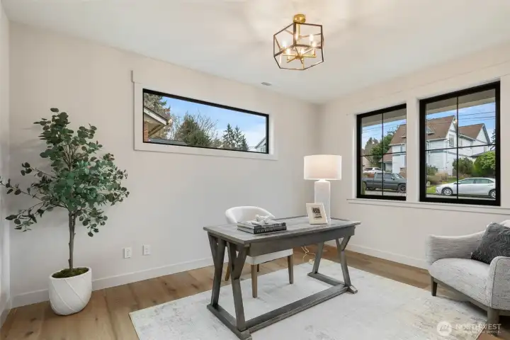 Main floor office with French Doors.