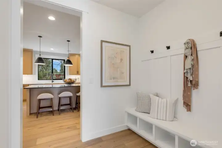 Mudroom off the 2 car garage.