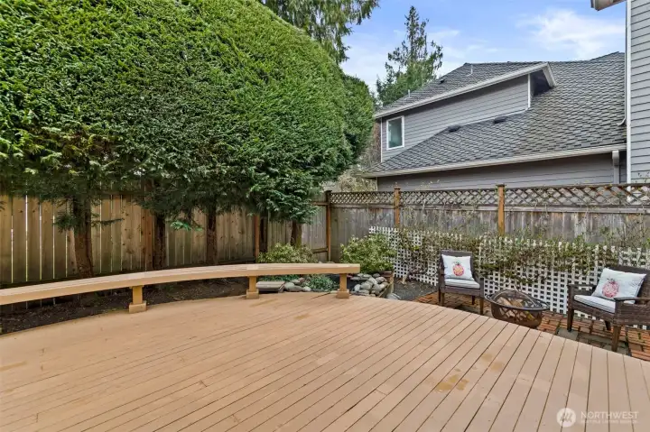 Year round pleasure to be had on this wraparound deck.  Built-in deck allows for easy seating.