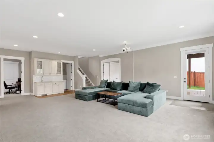 Lower level features a huge family room with wet bar