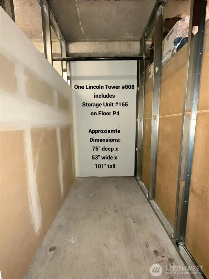 Located on Level P4 is your large storage unit #165.