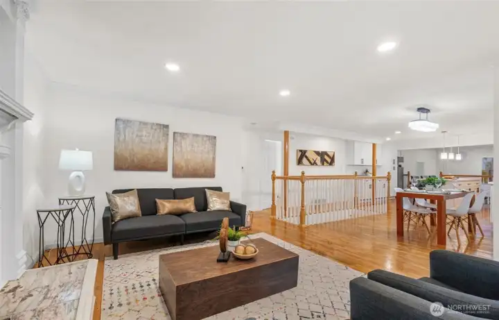 Living room opens to   dining ara