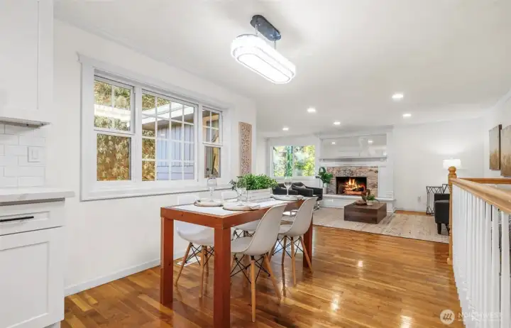 Dining area w fireplace view