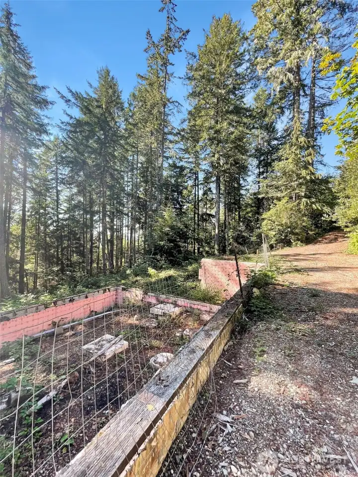 Foundation and part of circular driveway