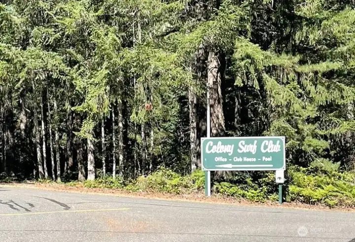 Drive a ways in to Colony Surf this road leads to a big club house, bathrooms, huge deck, big pool, and playground with equipment to play on