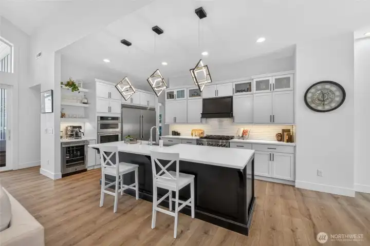 Chef's kitchen with built in double refrigerator