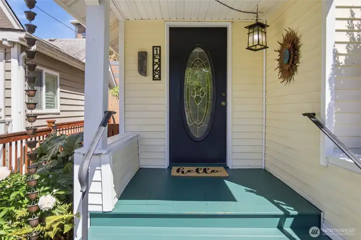 Welcoming front porch says "hello" to you and your guests!