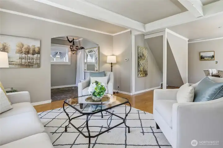 This is from the living room to the entry from front door.  Gleaming floors!