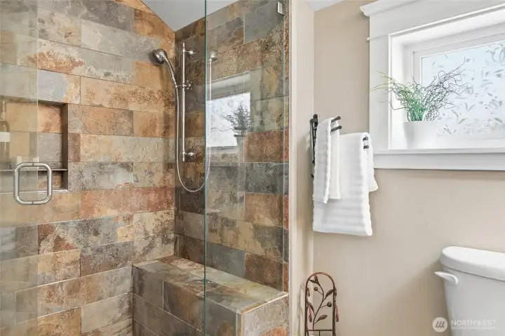 Primary bathroom has plenty of natural light!