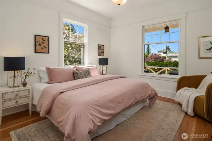 All bedrooms are king sized with 2 on the main floor and 2 on the upper floor. This is the front main floor bedroom.