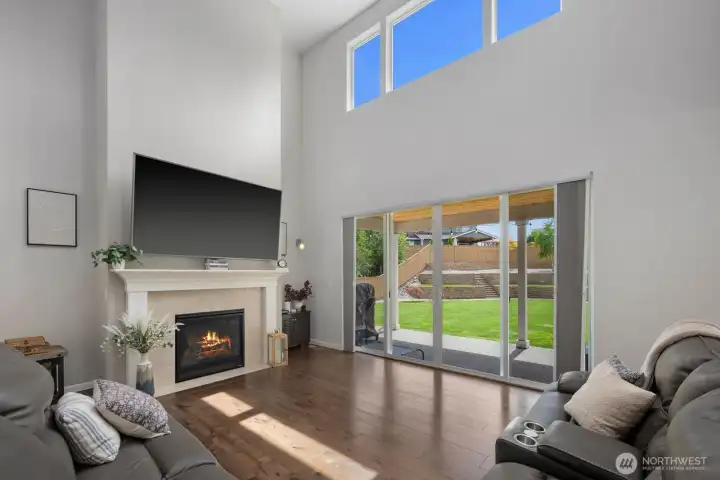 Natural light, generous ceiling height, and a seamless connection to the outdoor living spaces all come together here.