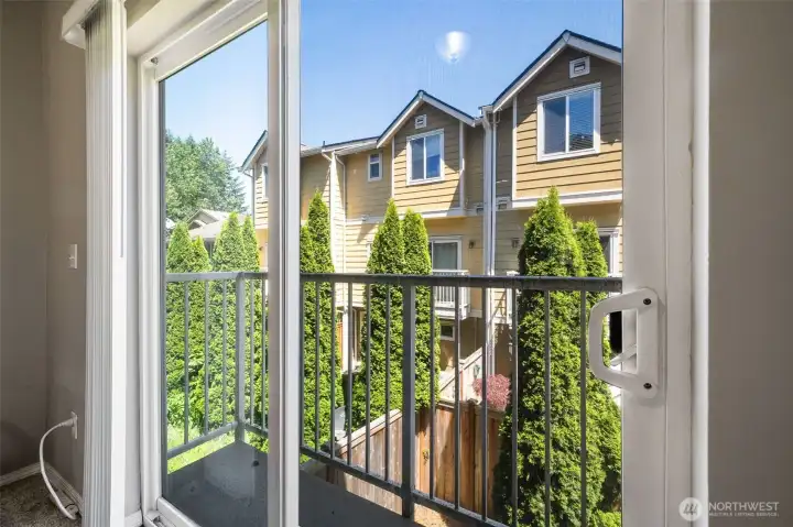 Slider to small patio on back of home. Slider to small patio on back of home.