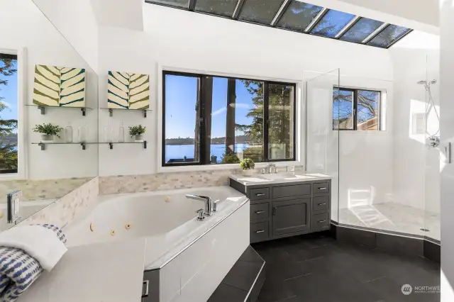 5-piece primary bathroom with amazing views and heated floors