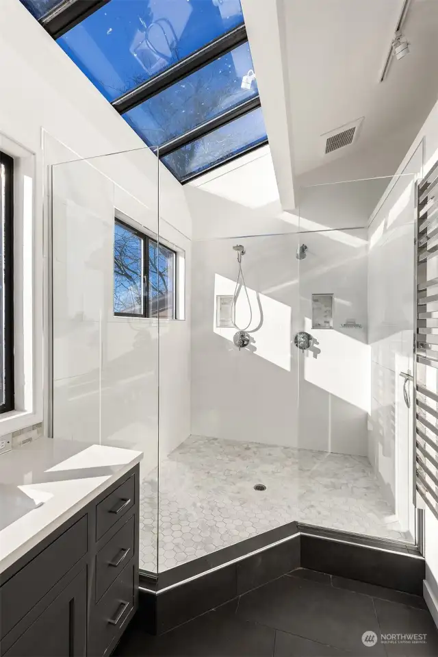 5-piece primary bathroom with amazing views and heated floors