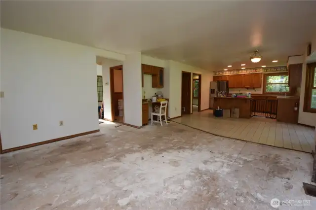 family room toward kitchen