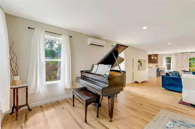 Open the front door to the great room. New flooring.