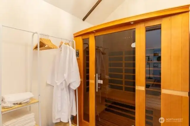 Cottage(Airbnb) has a sauna to relax in.