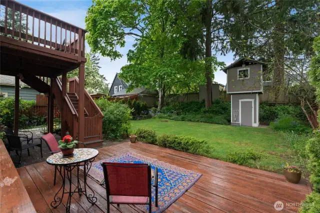 One of two decks, this one leads to the kitchen or basement