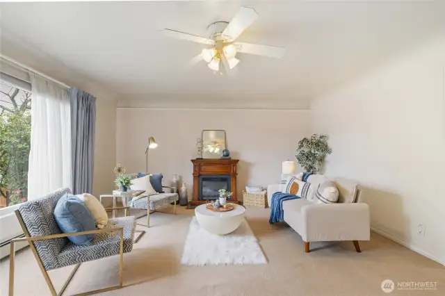 Spacious living room, you will appreciate the natural light
