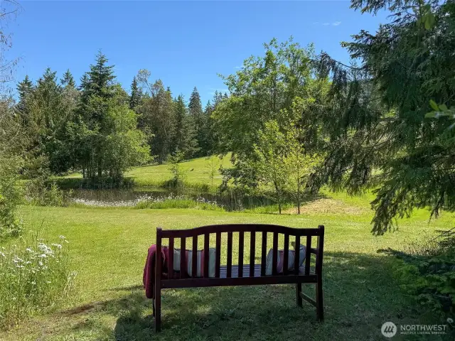 Overlooking the adjacent pond and wildlife