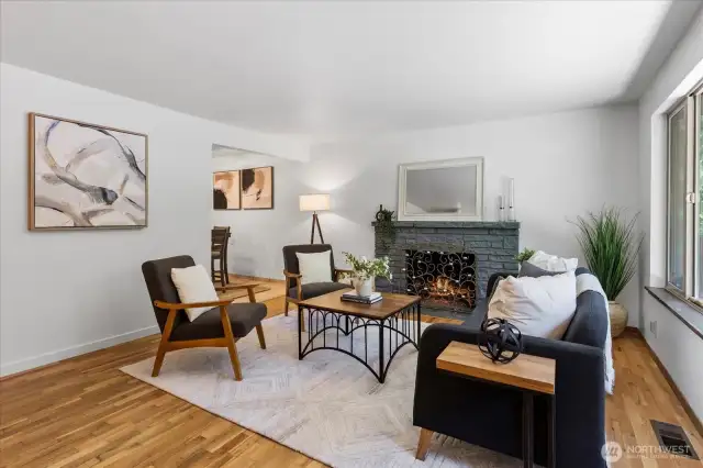 Living room with fireplace