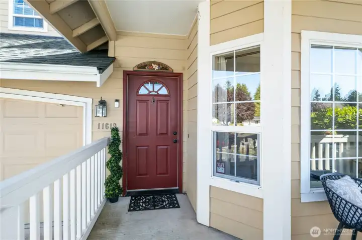 A covered entryway protects you from the elements and welcomes you inside.
