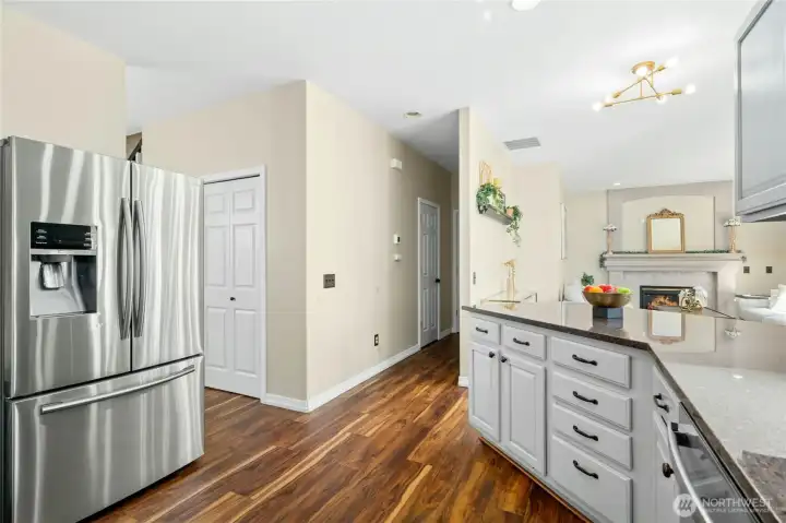 The kitchen is open to the family room for easy flow gatherings.