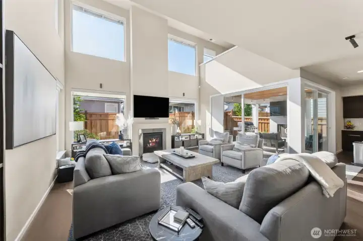 Another view of the great room with double slider out to the covered deck.