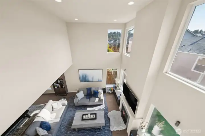 View of great room from loft