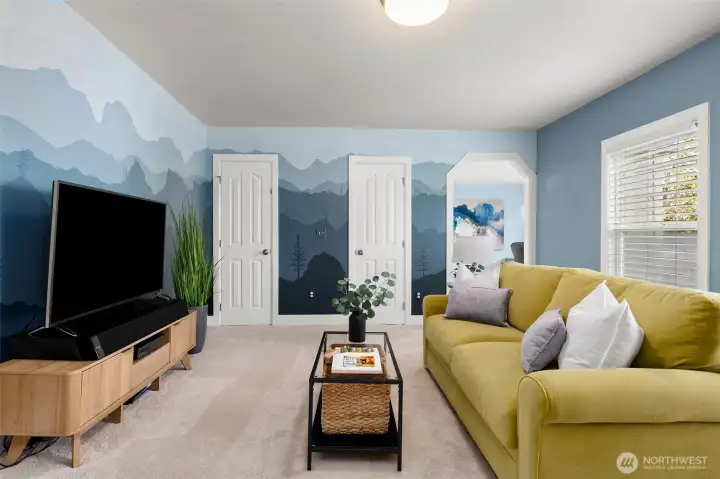 It is huge!  Two closets, big windows overlooking North I, and Peek-a-Boo Views to Commencement Bay!