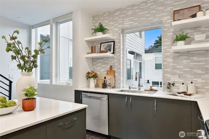 Beautiful natural light in this kitchen.