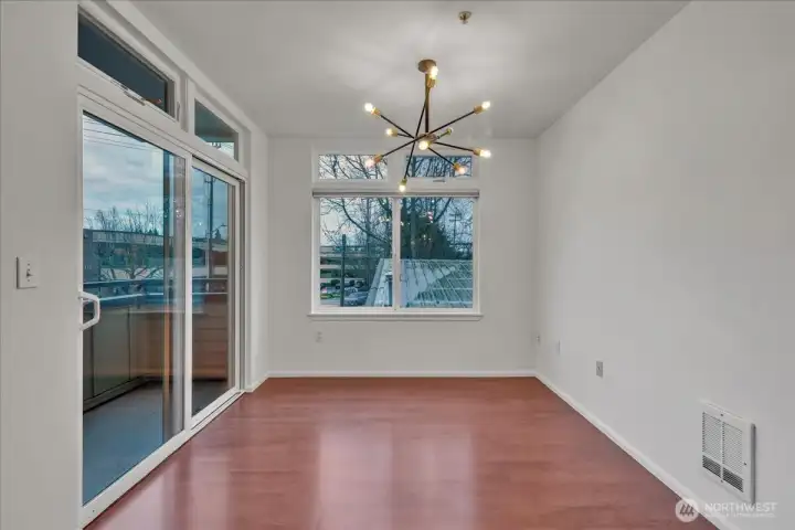 Dedicated dining space with sliders out to the first of two decks!