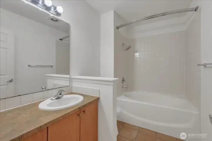 Primary bathroom with large soaking tub.