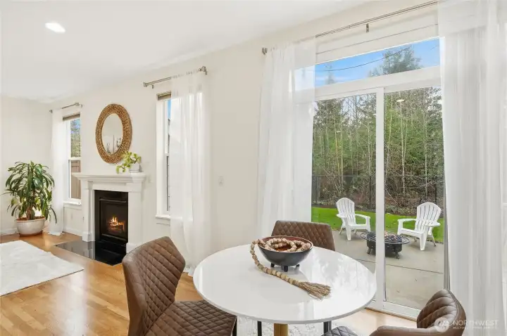 Dining nook leads to outside for easy dining al fresco
