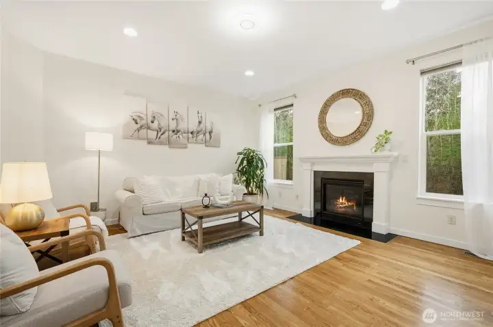 Cozy fireplace makes a great feature in the fireplace