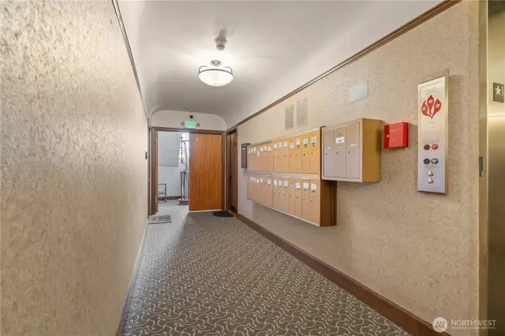 Mailboxes just inside the main entrance
